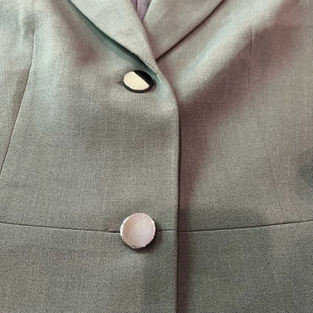 Le Suit Gray Jacket Blazer 2Button Notched Lapel Office Career Long Sleeve Sz 12